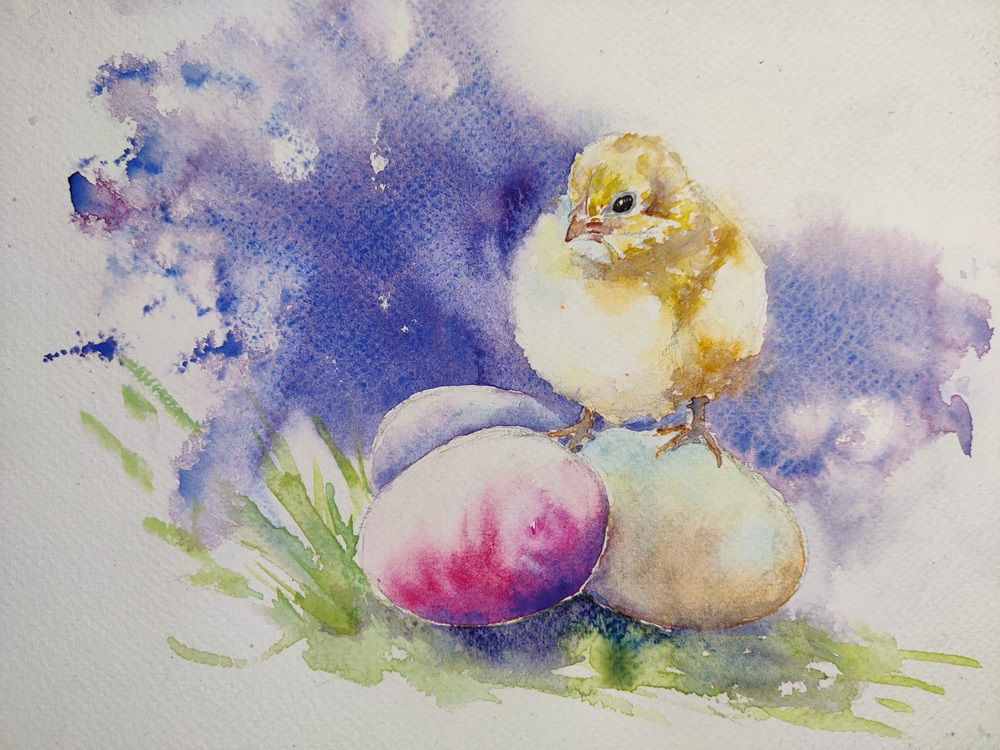 Easter Chick in Watercolours